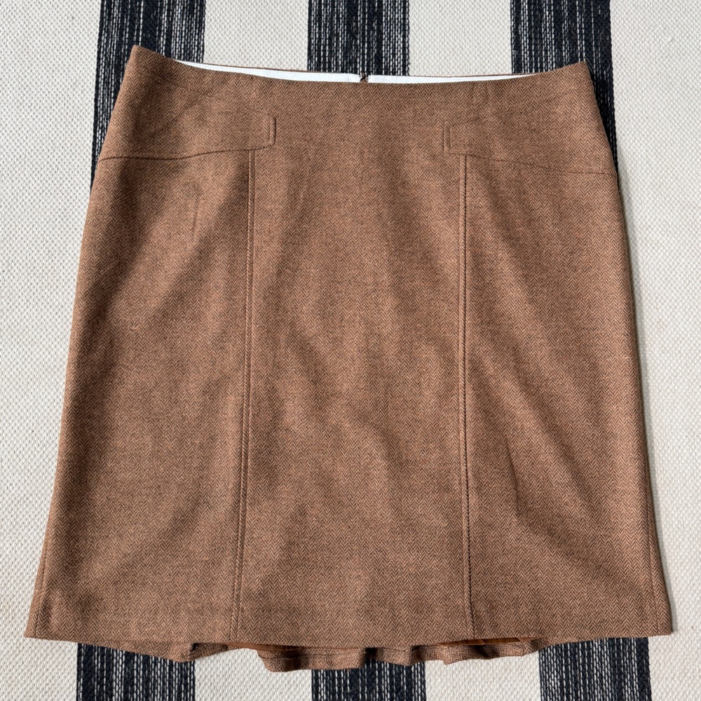 Lands' End Brown Women's Brown Herringbone A-Line Wool Blend Mini Skirt Size 20W